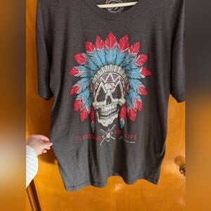Gray Graphic Tee with Skull Design